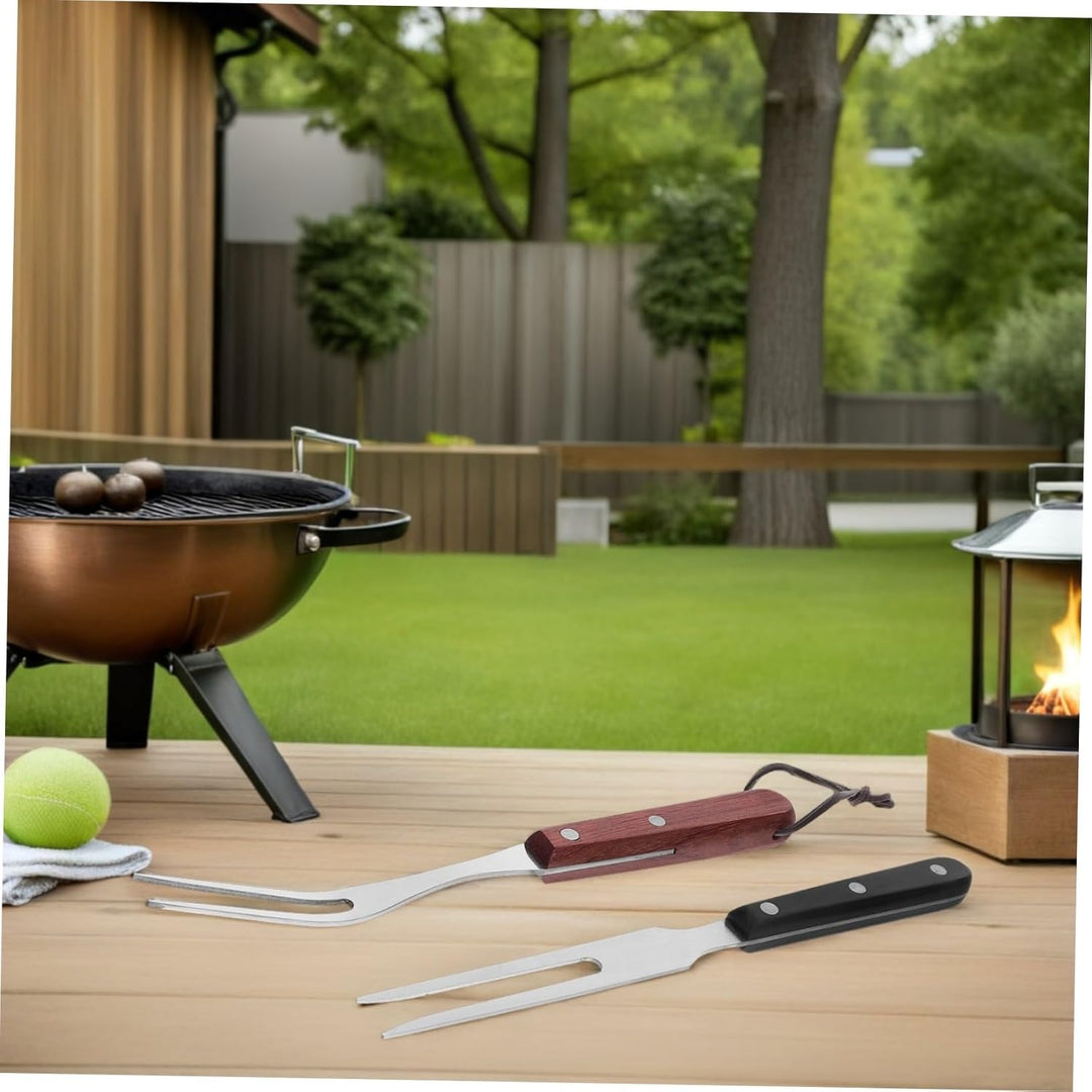 Garneck 2stücke Edelstahl Fleischgabel Mit Hitzebeständigem Holzgriff Grosse Grillgabel Für Outdoor-