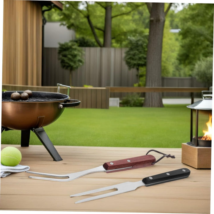 Garneck 2stücke Edelstahl Fleischgabel Mit Hitzebeständigem Holzgriff Grosse Grillgabel Für Outdoor-