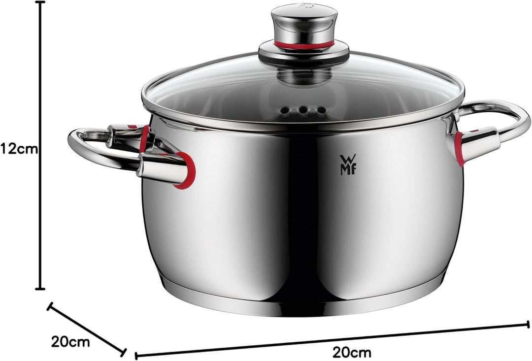 WMF Quality One Kochtopf gross 20cm, Glasdeckel mit Dampföffnung, Nudeltopf, Fleischtopf Induktion 4
