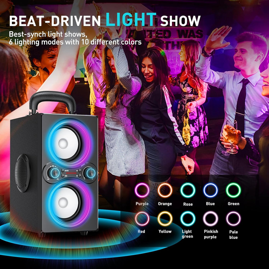 TPBEAT Bluetooth Lautsprecher, 80W Wireless Bluetooth Box Musikbox Gross, Bass Boost, with Licht, 10