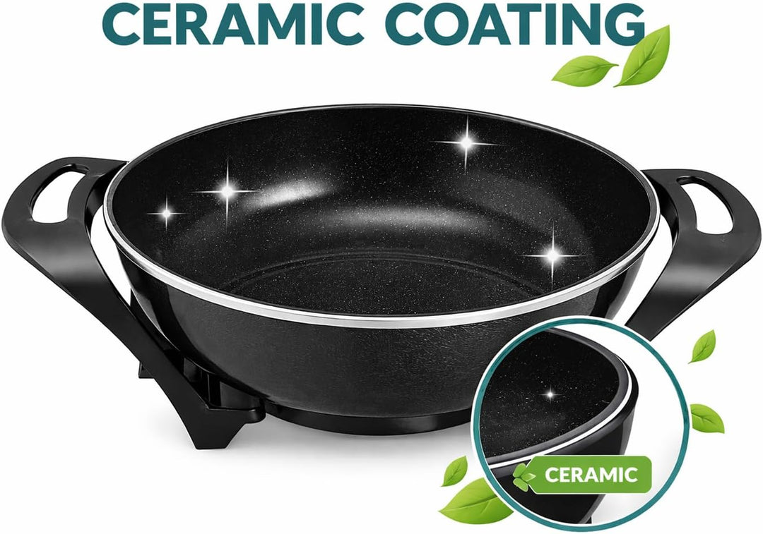 BEPER P101COS100 Elektrischer Wok, 33 cm, 1500 W, Antihaft-Keramik-Wok mit einstellbarem Thermostat,
