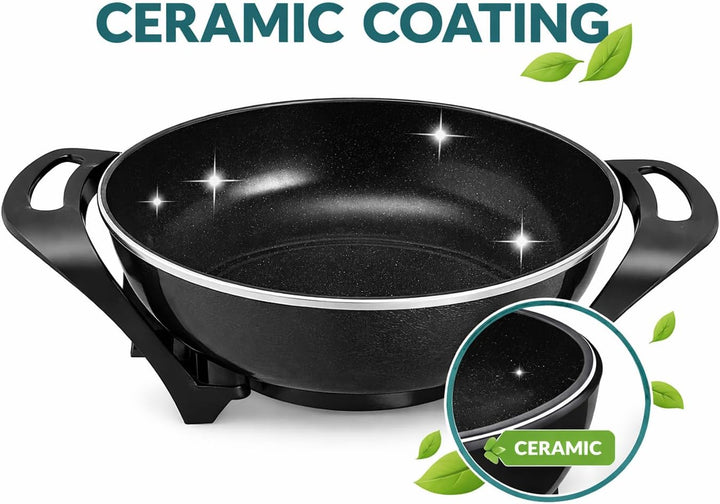BEPER P101COS100 Elektrischer Wok, 33 cm, 1500 W, Antihaft-Keramik-Wok mit einstellbarem Thermostat,