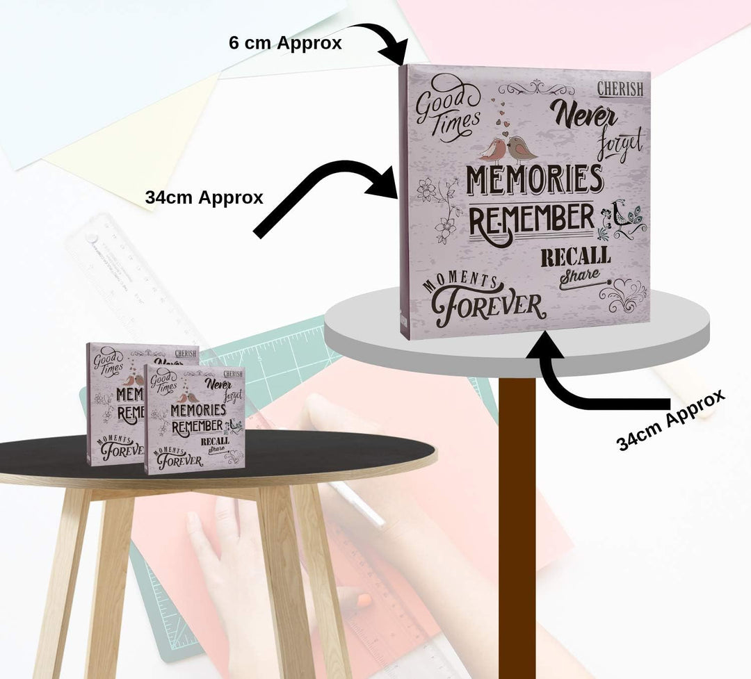 ARPAN Fotoalbum mit grossen Einstecktaschen, 3er-Ringbindung, Deckel im Slogan-Kunststil, für 500 Fo