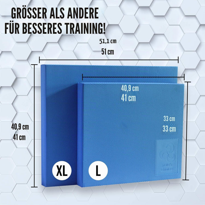 XL/L Foam Balance Pad - Dehnungsgurt und eBook inkl. | Extra grosses Balancekissen für physiotherape