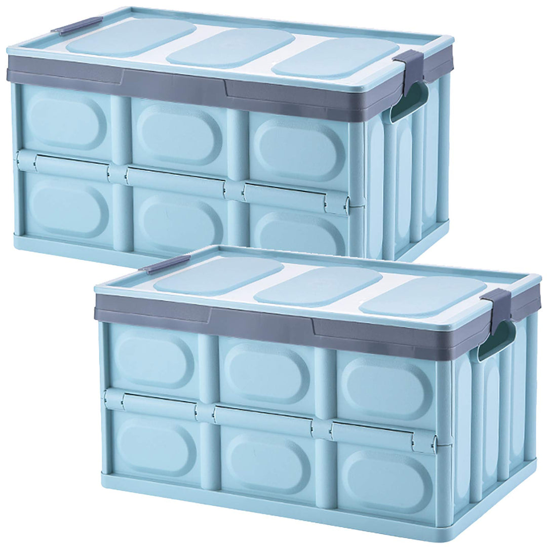 2 Stück Aufbewahrungsboxen mit Deckel Kisten Kunststoff Klappbox Stapelbar Transportbox Faltbare Con