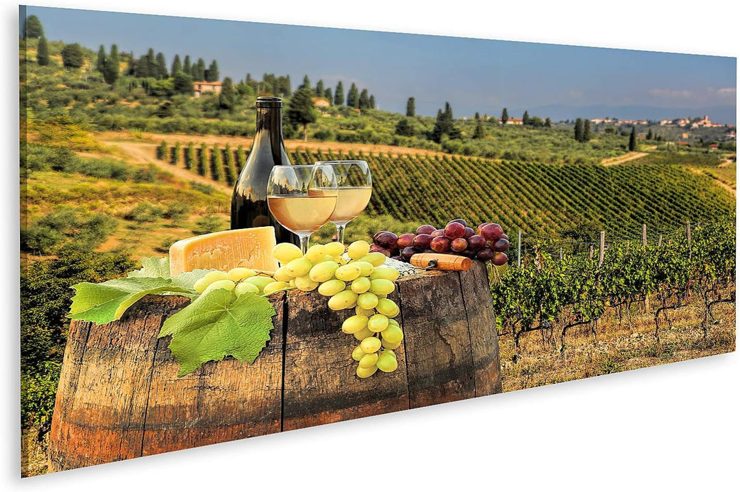 islandburner Bild auf Leinwand Weisswein Mit Fass Auf Weinberg In Chianti Toskana Italien Bilder Wan