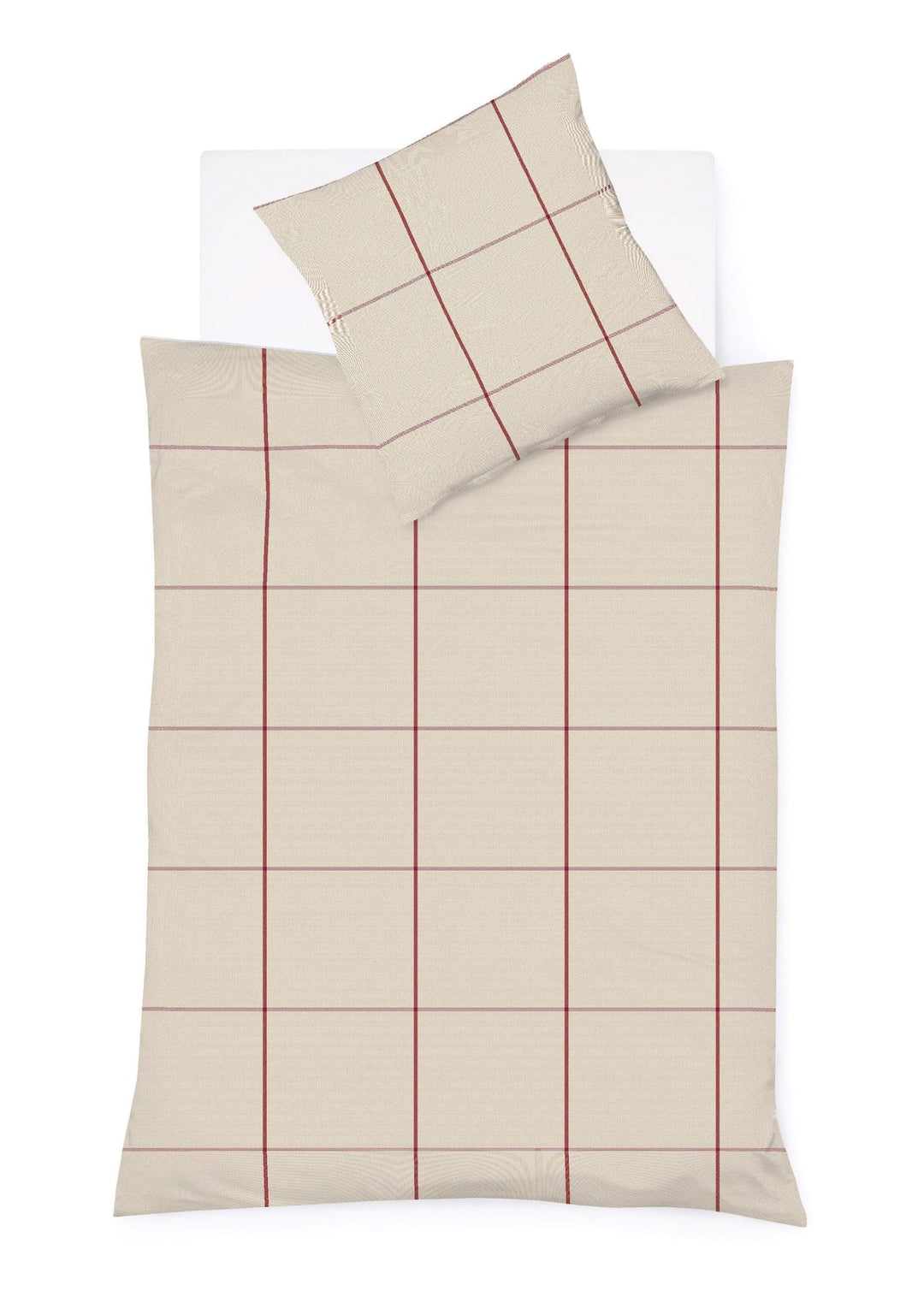 fleuresse gewebte Edelflanell Bettwäsche Lech Bootle Natur-rot 1 Bettbezug 155 x 220 cm + 1 Kissenbe