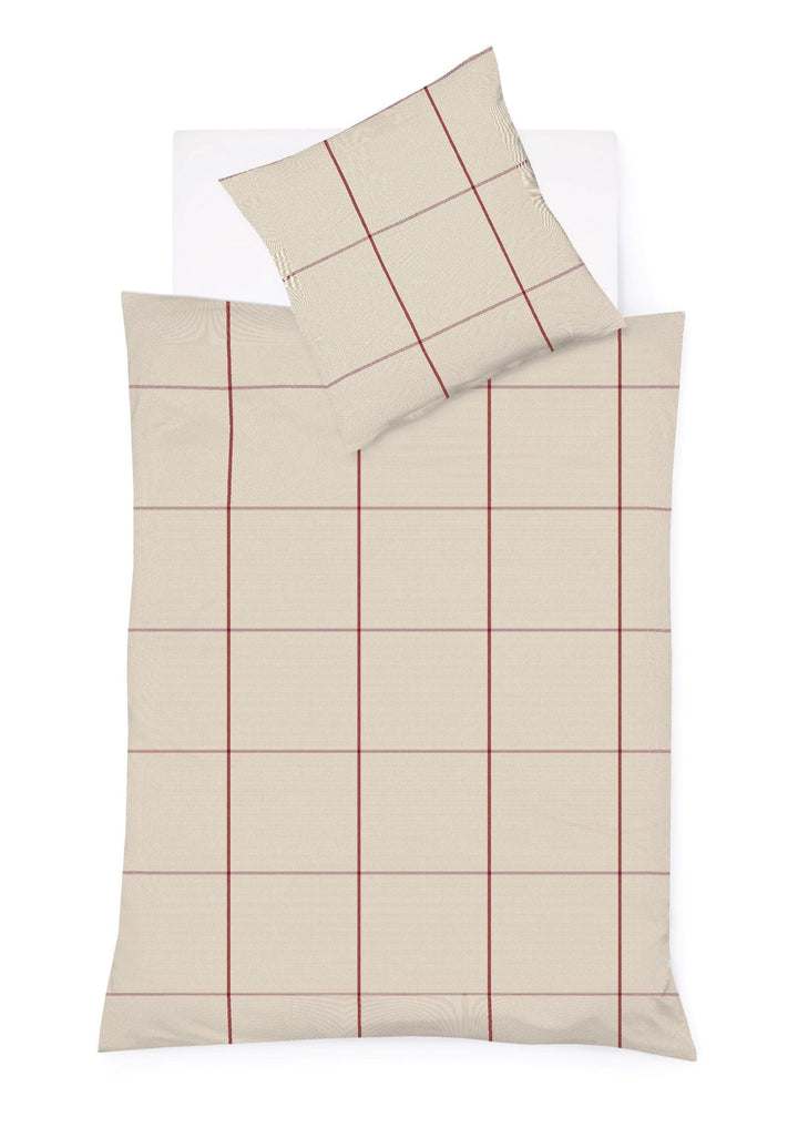 fleuresse gewebte Edelflanell Bettwäsche Lech Bootle Natur-rot 1 Bettbezug 155 x 220 cm + 1 Kissenbe