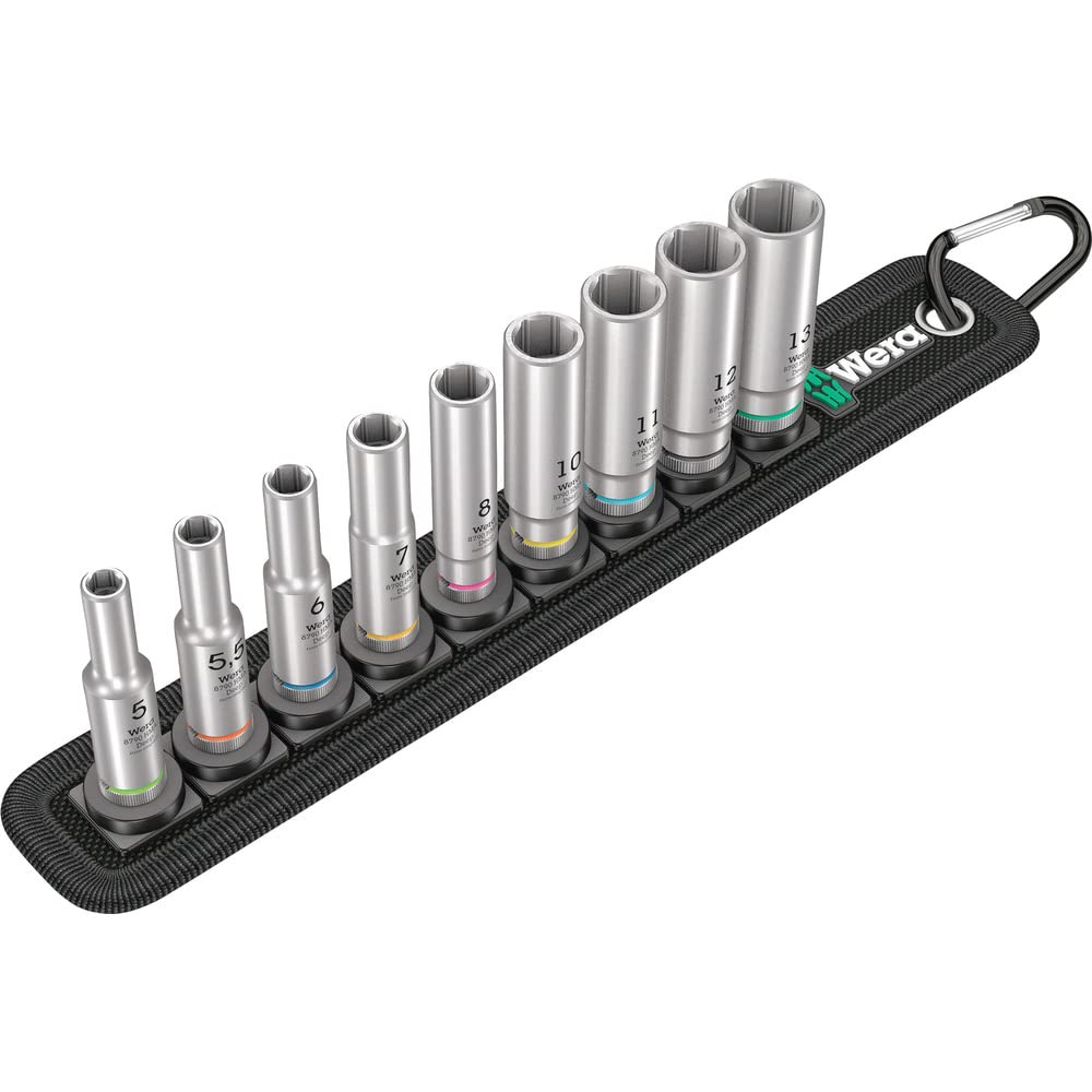 Wera 05004525001 Belt A Deep 1, Steckschlüsseleinsatz-Satz, 1/4"-Antrieb, 9-teilig
