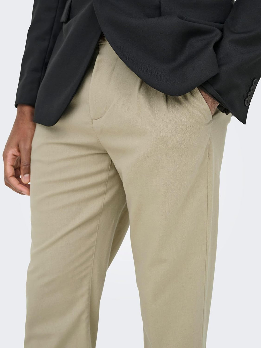 Only &amp; Sons Herren Hose Onsleo Crop Linen Mix 0048 Pant 31W / 34L Chinchilla, 31W / 34L Chinchilla