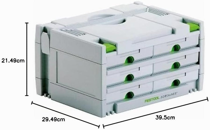 FESTOOL Schubladen Sortainer SYS 3 SORT/6 Schubladen 395 x 295 x 210 mm, 1 Stück,491984, 6 Schublade