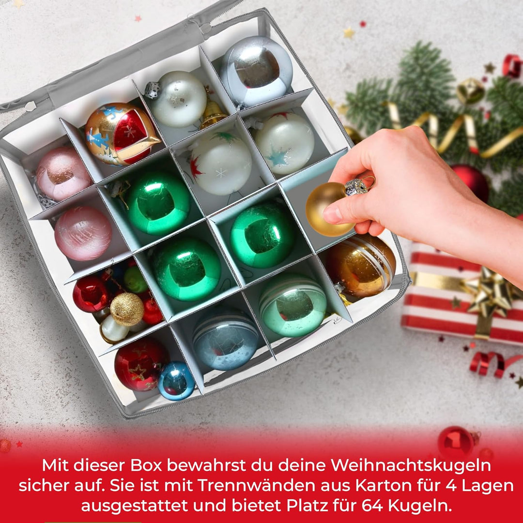 REDSTAR Weihnachtskugeln Aufbewahrung für 64 Christbaumkugeln – Aufbewahrungsbox für Weihnachtsbaum-