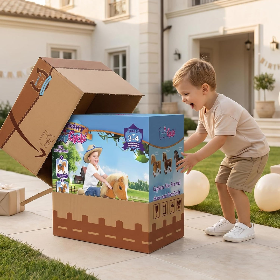 PonyCycle Modell Y Pferd zum Reiten für Kinder 3-4 Jahre, Mechanisches Reitpferd Spielzeug mit Brems
