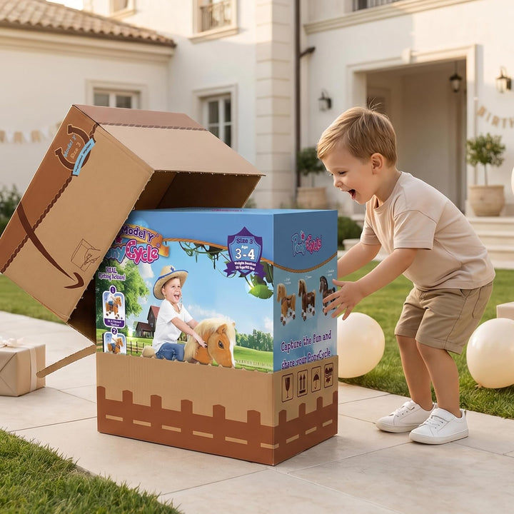 PonyCycle Modell Y Pferd zum Reiten für Kinder 3-4 Jahre, Mechanisches Reitpferd Spielzeug mit Brems