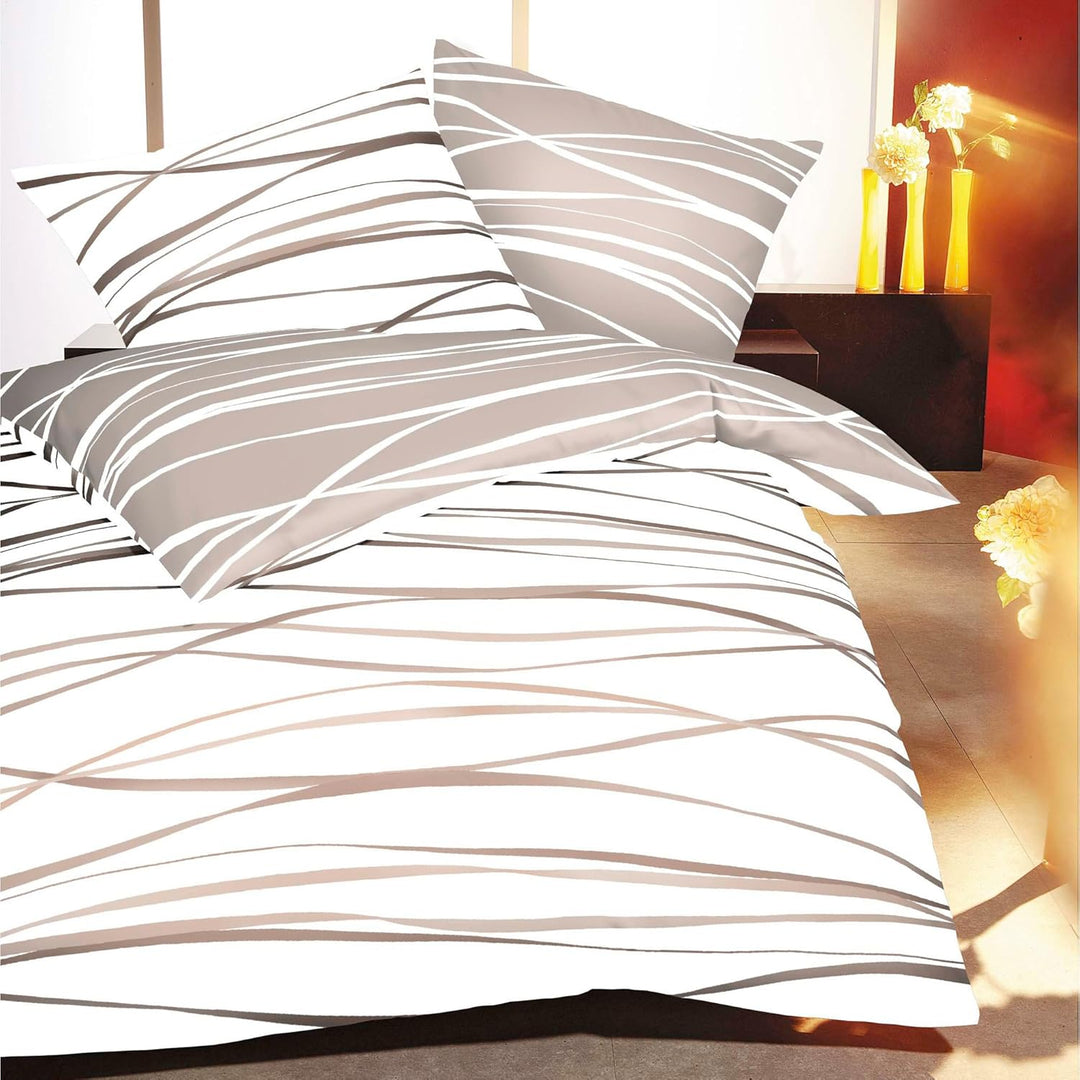 Kaeppel Mako Satin Bettwäsche mit Reissverschluss 155x220 80x80 (584 Natur) Natur 155 x 220 cm, Natu