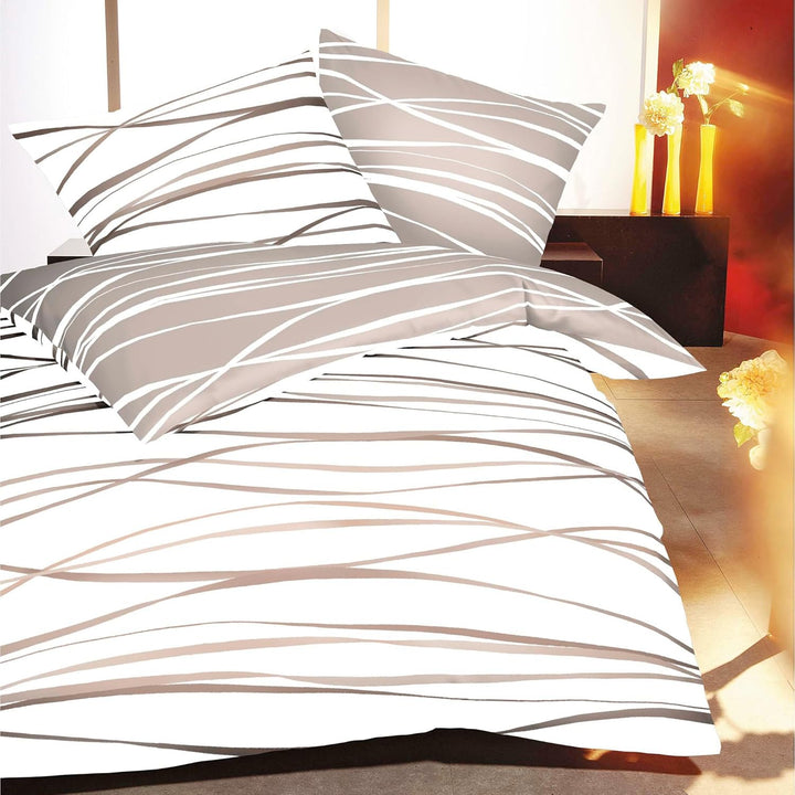 Kaeppel Mako Satin Bettwäsche mit Reissverschluss 155x220 80x80 (584 Natur) Natur 155 x 220 cm, Natu