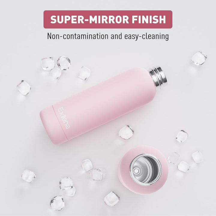 Exllena Trinkflasche Edelstahl 500ml - Hochwertige Thermosflasche Mit Silikongriff für Sport, Büro u