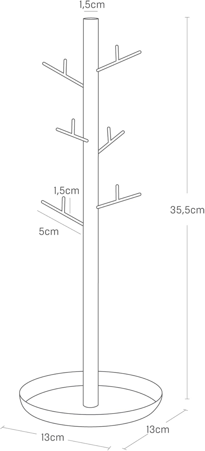 YAMAZAKI 'Tosca' 2310 Zubehörbaum, Stahl, Holz, Weiss, Schmuckständer für Ketten Ohrringe Ringe, Dek