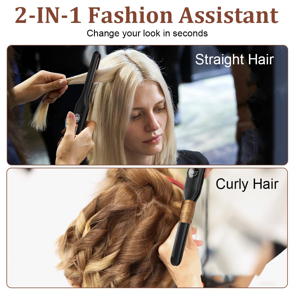 LOPHE Mini Glätteisen, 2 in 1 Haarglätter Locken und Glätten,Tragbarer Reise-Mini-Haarglätter für Ku