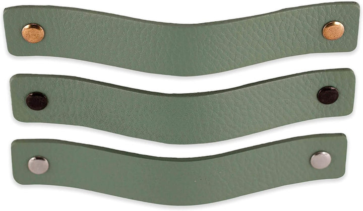 Brute Strength - Ledergriffe für Möbel - Blassgrün - 6 Stück - 16,5 x 2,5 cm - Schrankgriff, Türgrif