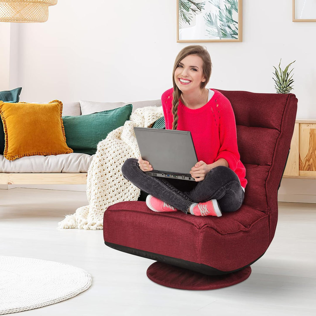 GOPLUS 360° drehbarer Bodenstuhl, klappbarer Bodensessel mit Verstellbarer Rückenlehne, Gamingsessel