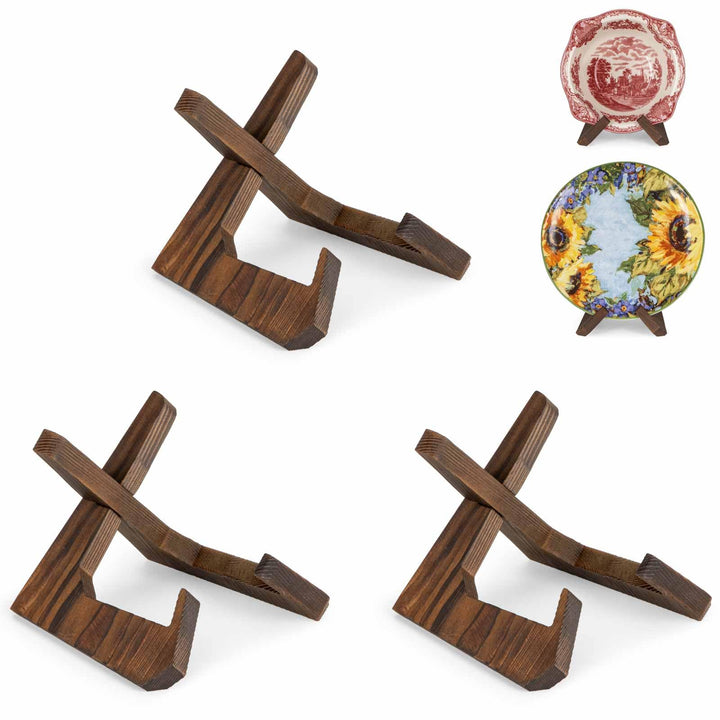 Schalenständer zur Präsentation, 3er Pack 4,5-Zoll-Schalenhalter, Holz-Aufsteller, Ständer für gross