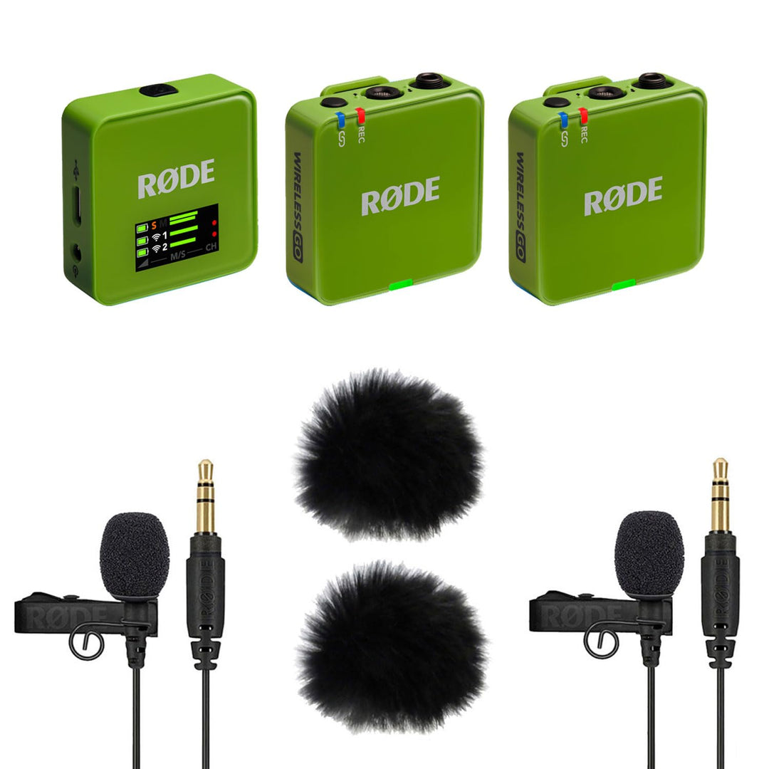Rode Wireless GO Gen 3 Drahtloses 2-Kanal Mikrofon-Funksystem Grün mit 2X Lavalier GO Mikrofon und 2