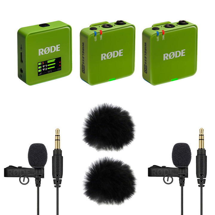 Rode Wireless GO Gen 3 Drahtloses 2-Kanal Mikrofon-Funksystem Grün mit 2X Lavalier GO Mikrofon und 2