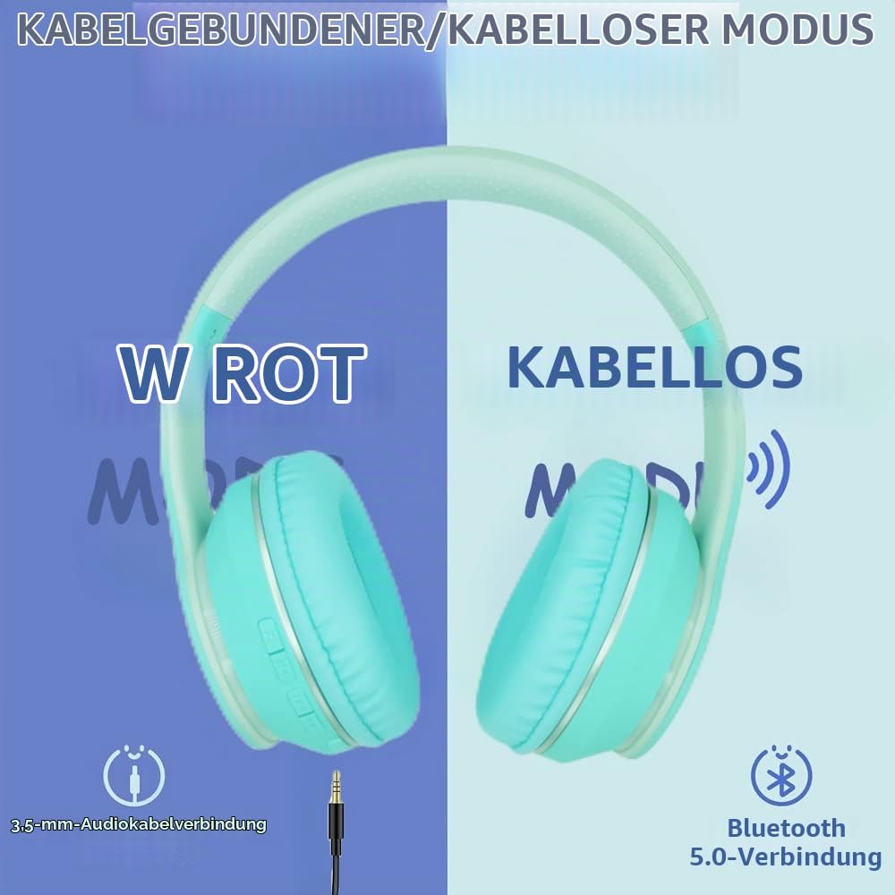 Bluetooth Kopfhörer Kinder,Kinder Kopfhörer Kabellos Over-Ear,Kinderkopfhörer Bluetooth mit Mikrofon