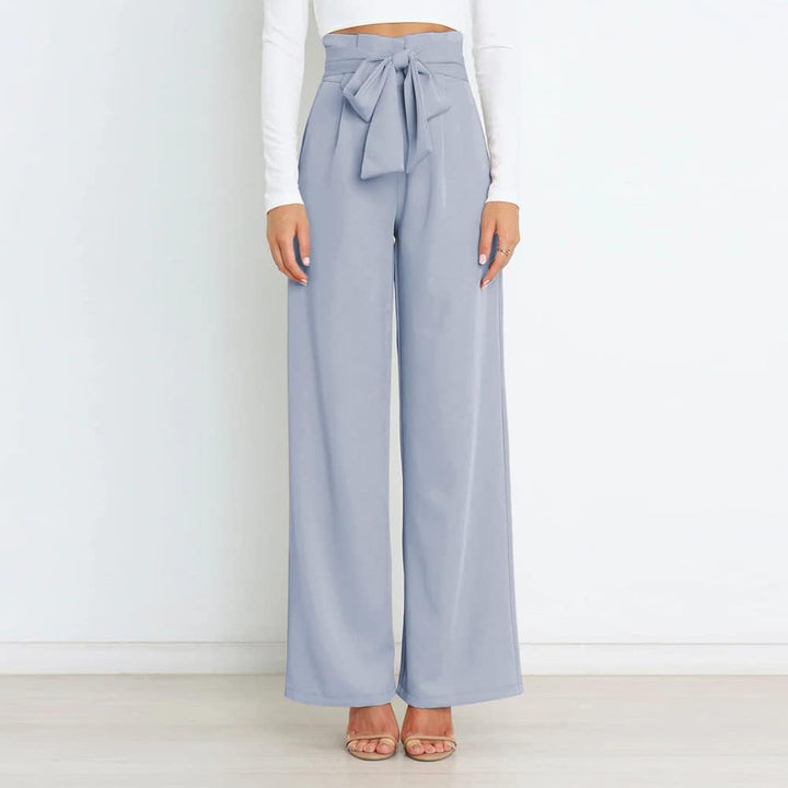 Odizli Damen Elegant High Waist Lang Weite Hose Sommer Business Festlich Anzughose mit Gürtel L Blau