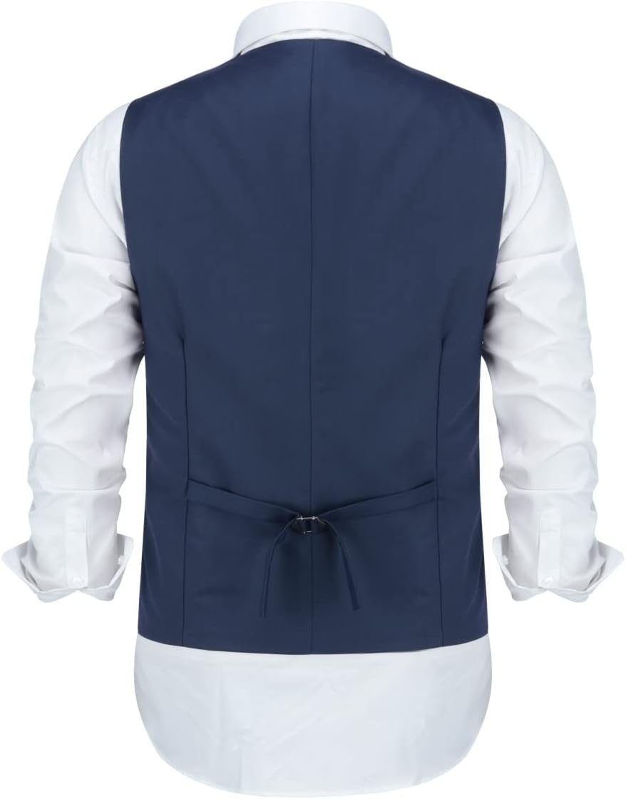 Allthemen Herren Anzugweste mit Schichten V-Ausschnitt Western Weste Slim Fit Layered Herrenweste Bu