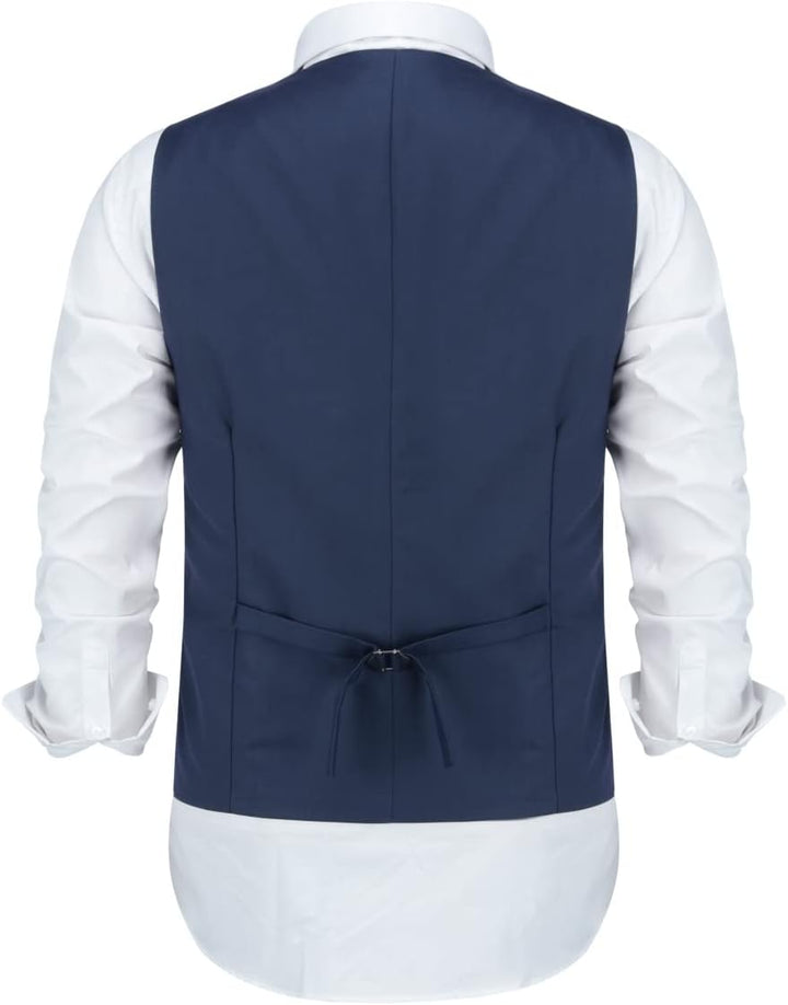 Allthemen Herren Anzugweste mit Schichten V-Ausschnitt Western Weste Slim Fit Layered Herrenweste Bu