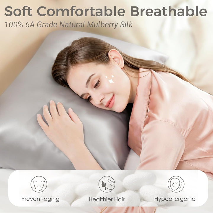 Jaciu Seidenkissenbezug Silk Pillowcase 21 Momme beidseitiger Seidenkissenbezug Kissenbezug Versteck