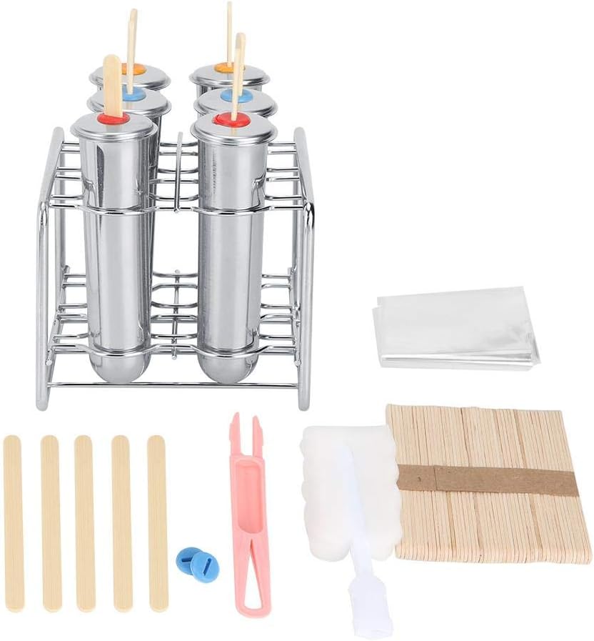 MAGT Eisformen Eis am Stiel, 6 Stück Edelstahl Eisform Popsicle Formen Sicherheit Double Groove Rund