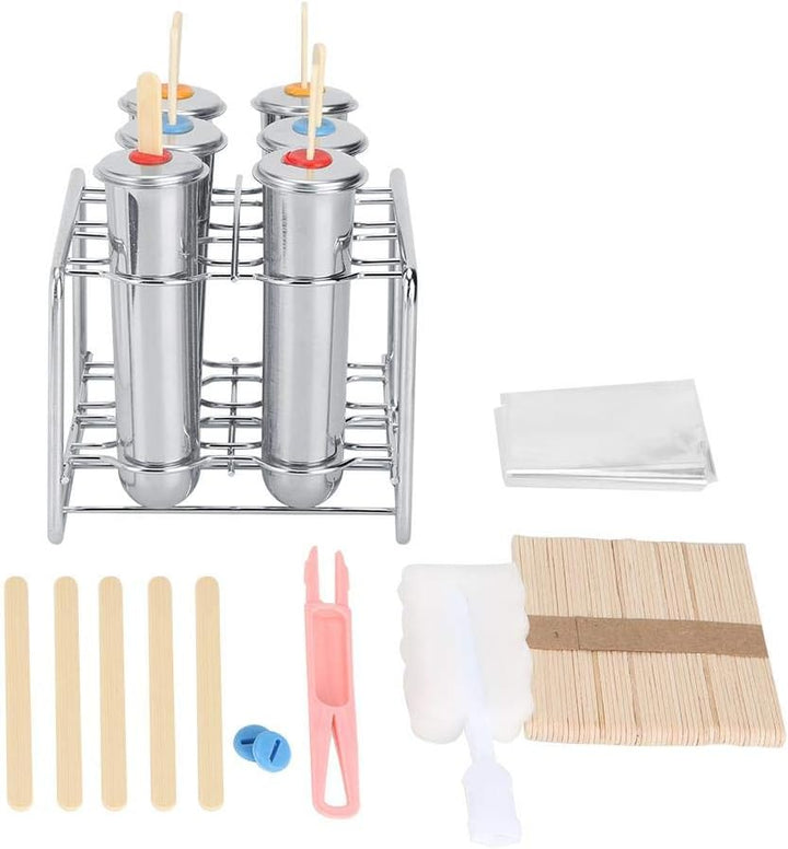 MAGT Eisformen Eis am Stiel, 6 Stück Edelstahl Eisform Popsicle Formen Sicherheit Double Groove Rund