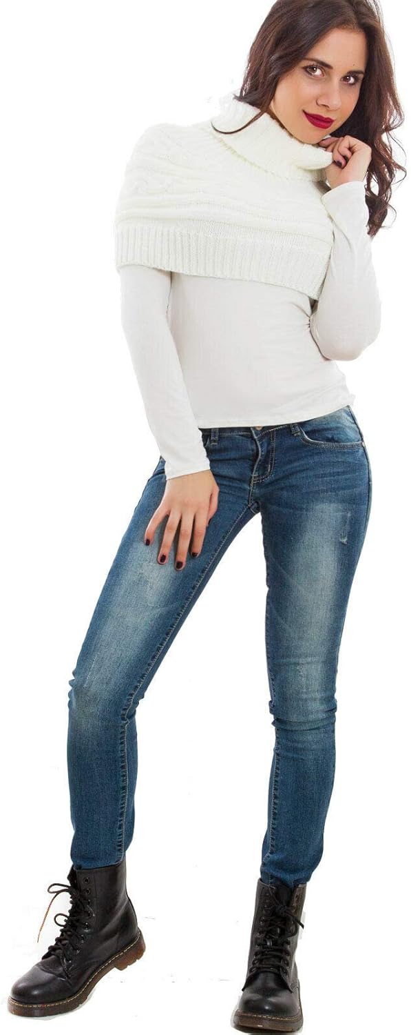 Toocool - Damen-Schulterbezug mit Kragen, Schal, Bolero Tricot, Rollkragen, Poncho LO-AS0430 Einheit