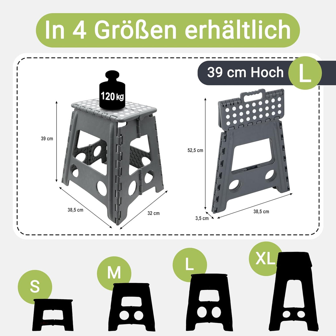 ZOLLNER Tritthocker faltbar - Klapphocker für Kinder und Erwachsene bis 120kg - Anti-Rutsch-Beschich