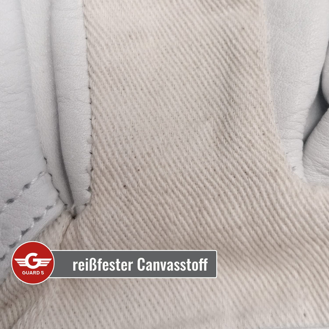 GUARD 5 - Leder Arbeitshandschuhe 5 Paar Gr.8 - Rind- Vollleder Handschuhe - hochwertiger, robuster