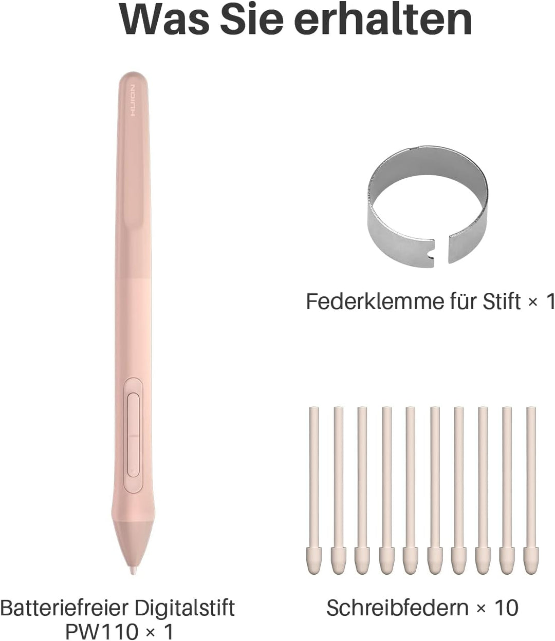 HUION Digitaler Stift PW110, PenTech 3.0 Batteriefreier, rutschfestem & schweissresistentem Silikong