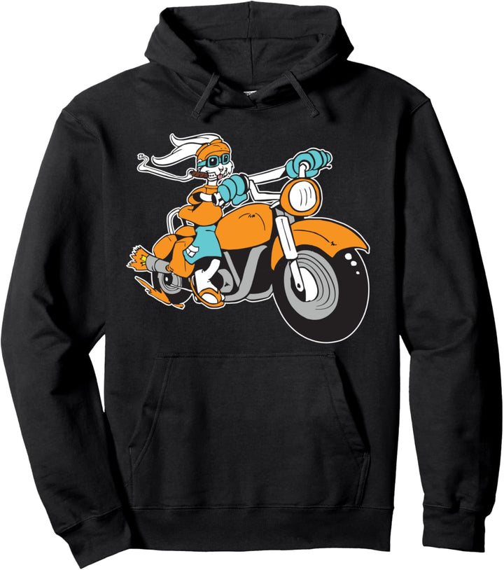 Rauchender Hase Motorrad Motorradfahrer Kaninchen Raucher Pullover Hoodie