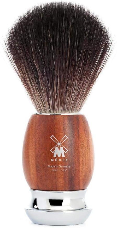 MÜHLE Vivo Rasierset - Black Fibre-Rasierpinsel, Rasierhobel, Ständer - Griffe aus Pflaumenholz und