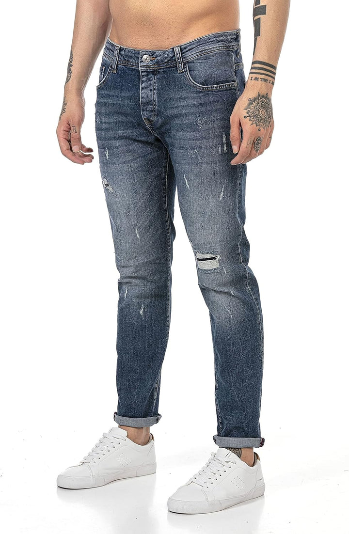 Redbridge Jeans für Herren Hose Denim Pants Used Look Destroyed 30W / 32L Dunkelblau, 30W / 32L Dunk