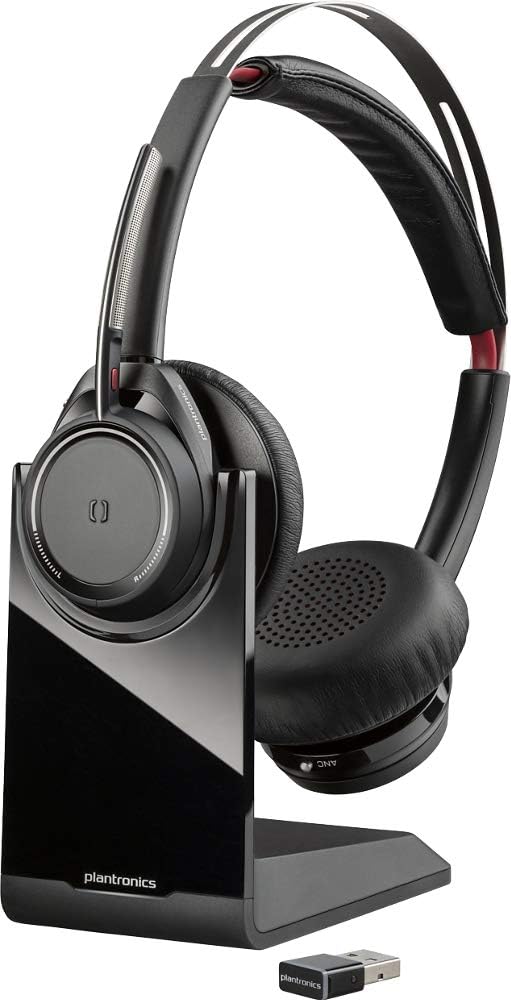 Poly - Voyager Focus UC mit Ladeständer (Plantronics) - Bluetooth Dual-Ear (Stereo) Headset mit Boom