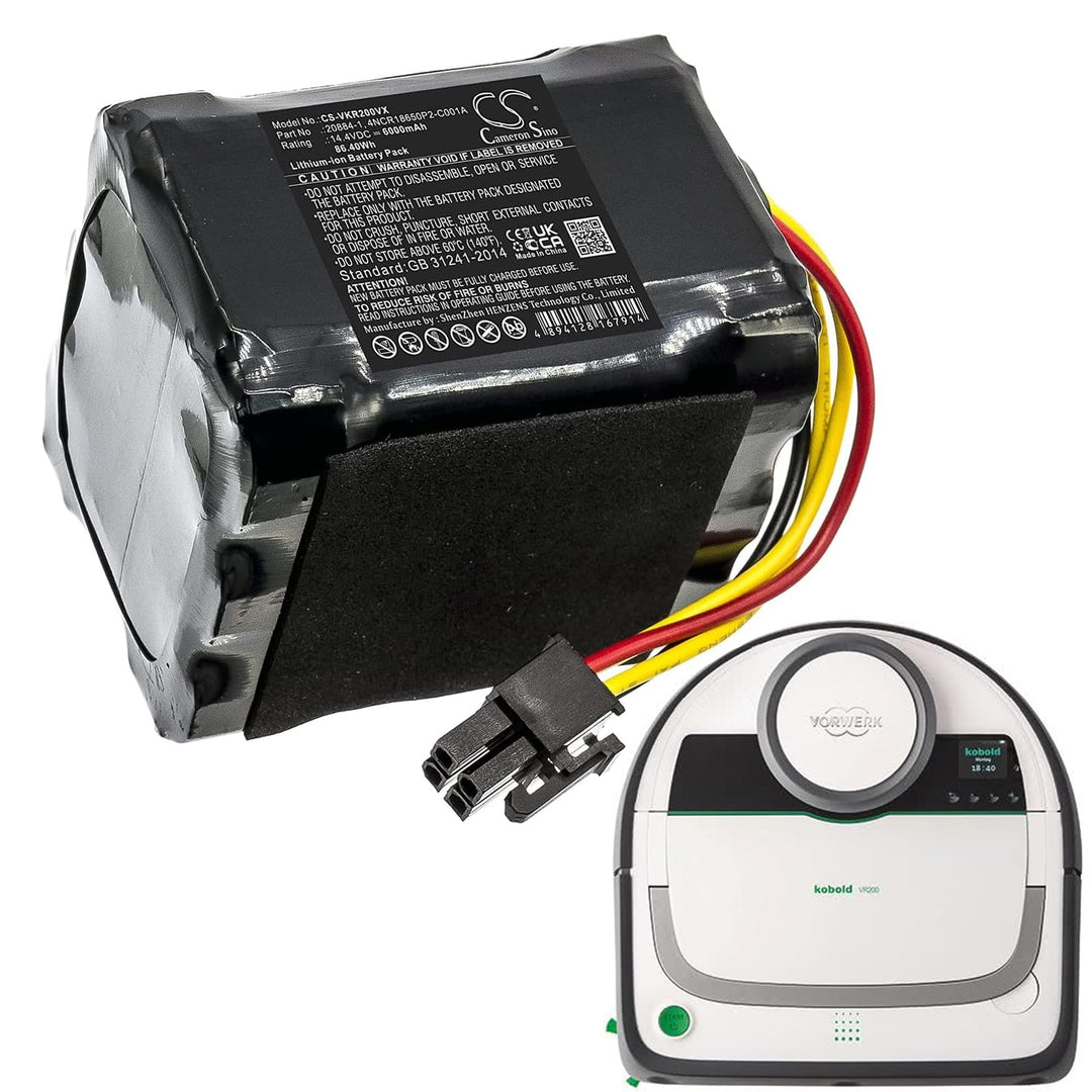 14.4V 6000mAh Ersatz Akku kompatibel mit Vorwerk Kobold VR200, Staubsauger Home Cleaner Heimroboter,