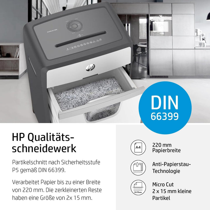 HP OneShred 16MC, Aktenvernichter, Sicherheitsstufe P-5, Micro Cut, 16 Blatt, 2808 Micro Cut 16 Blat