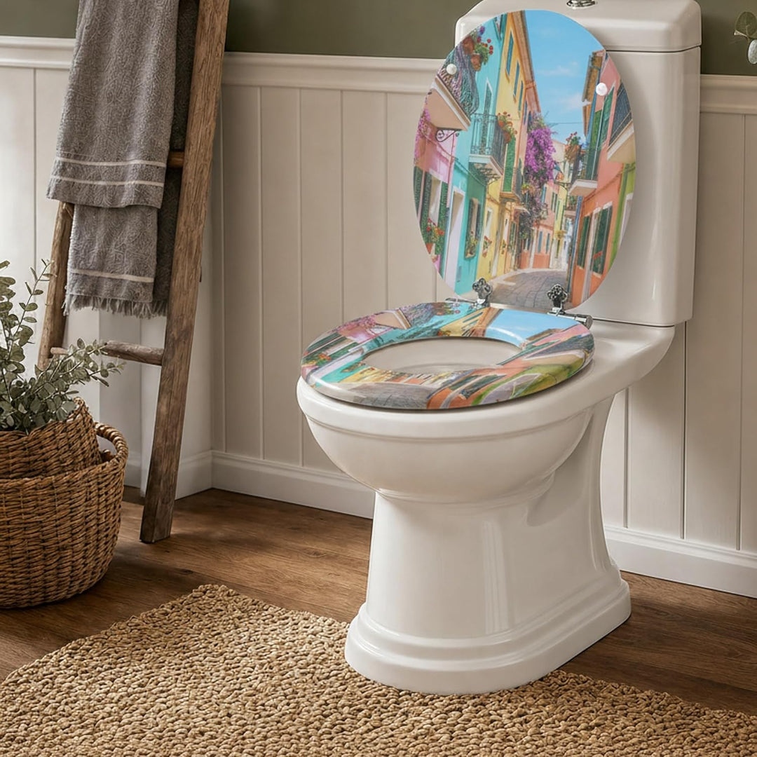 SINOBATH Premium WC Sitz mit Absenkautomatik – hochwertige Toilettendeckel aus Holz, viele bunte Mot