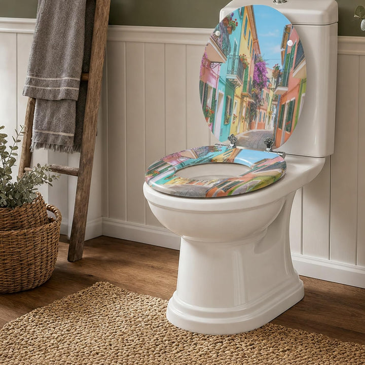 SINOBATH Premium WC Sitz mit Absenkautomatik – hochwertige Toilettendeckel aus Holz, viele bunte Mot