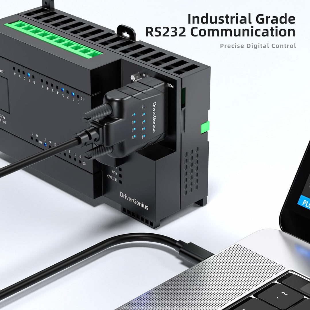 DriverGenius USB Typ-A auf Seriell RS232-(DB9) Adapter Konverter mit 9 x LEDs für IT-Administratoren