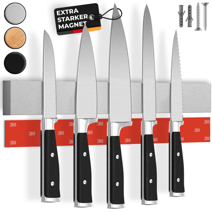 Cucino Magnetleiste Messer mit extra starkem Magnet - Vergleichssieger 2022 - Einfache Montage mit 3