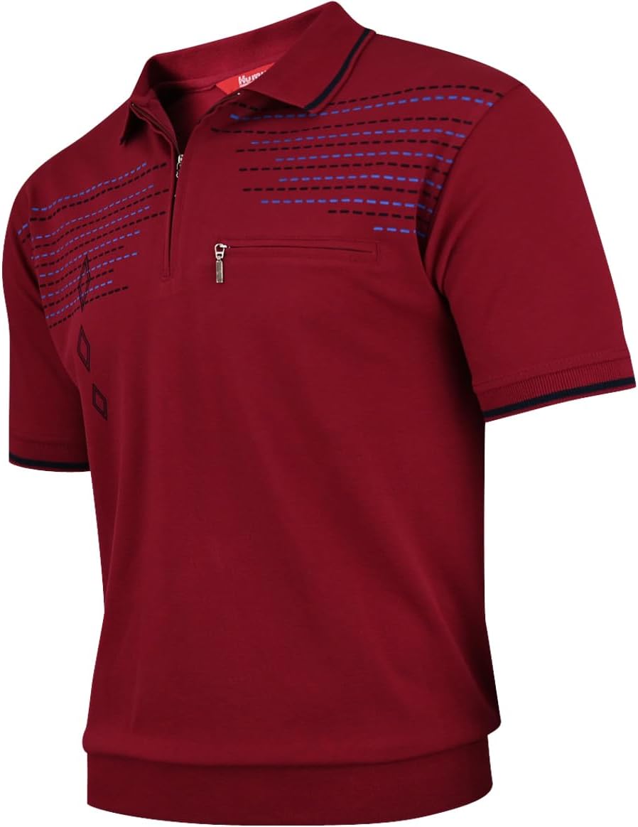 Soltice Herren Kurzarm Poloshirt, Polohemd Kragen, Gestreifte Blousonshirt mit Brusttasche aus Baumw